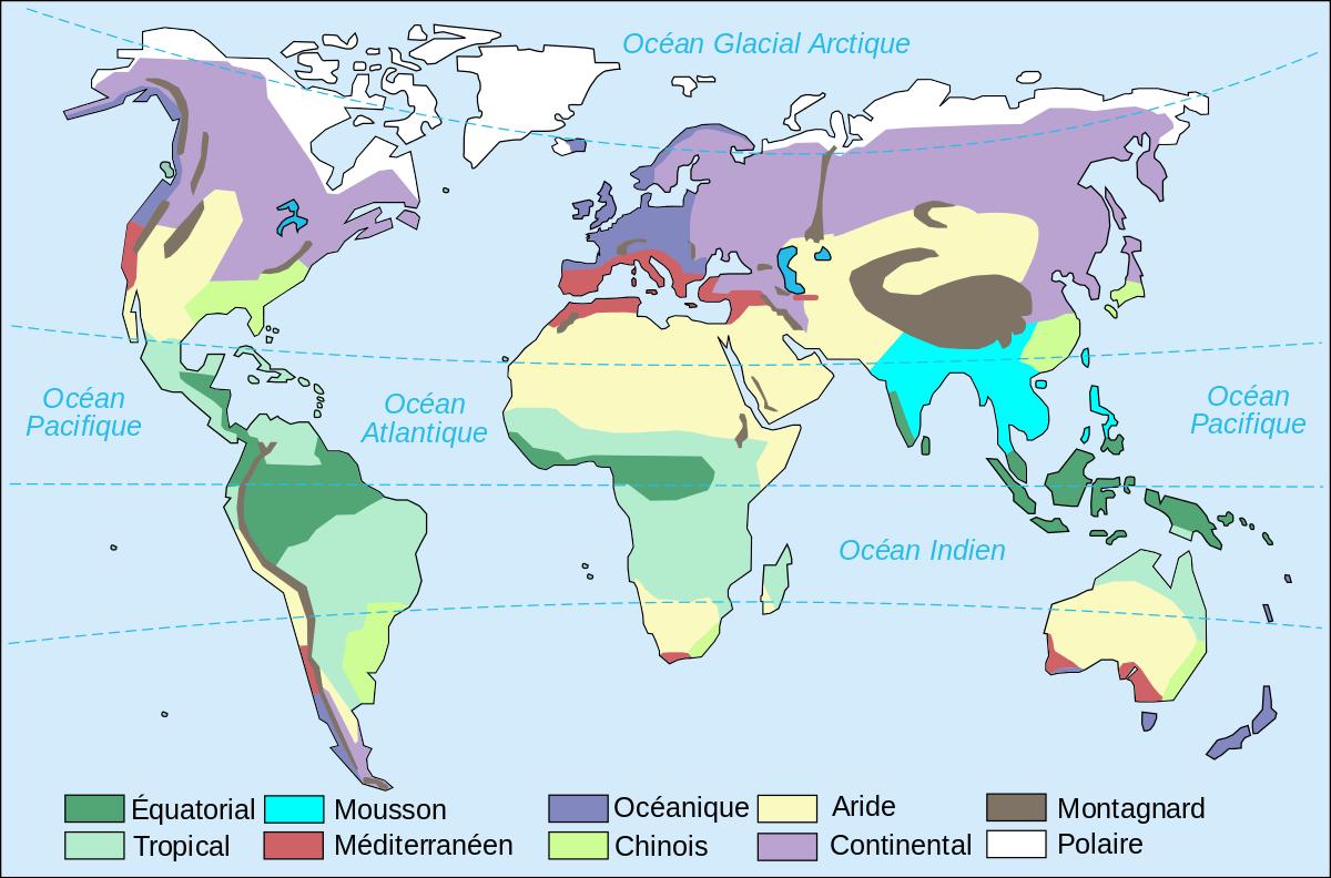 Les climats dans le monde